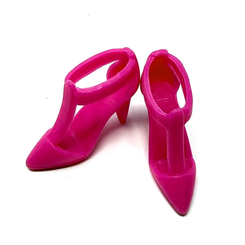 Mattel Barbie Playline Hot Pink T-Strap Pointed Toe High Heel Doll Shoes Pumps